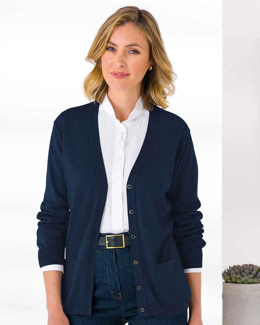 Merino Wool Cardigan - Navy - The Classic Boutique