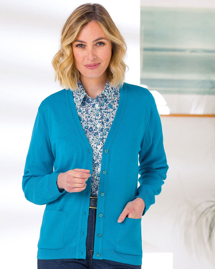 Merino Wool Cardigan - Turquoise - The Classic Boutique