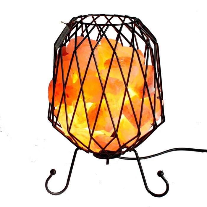 Earthstore® Mesh Salt Rock Brazier, PINK Salt Chunks, Cable & Bulb