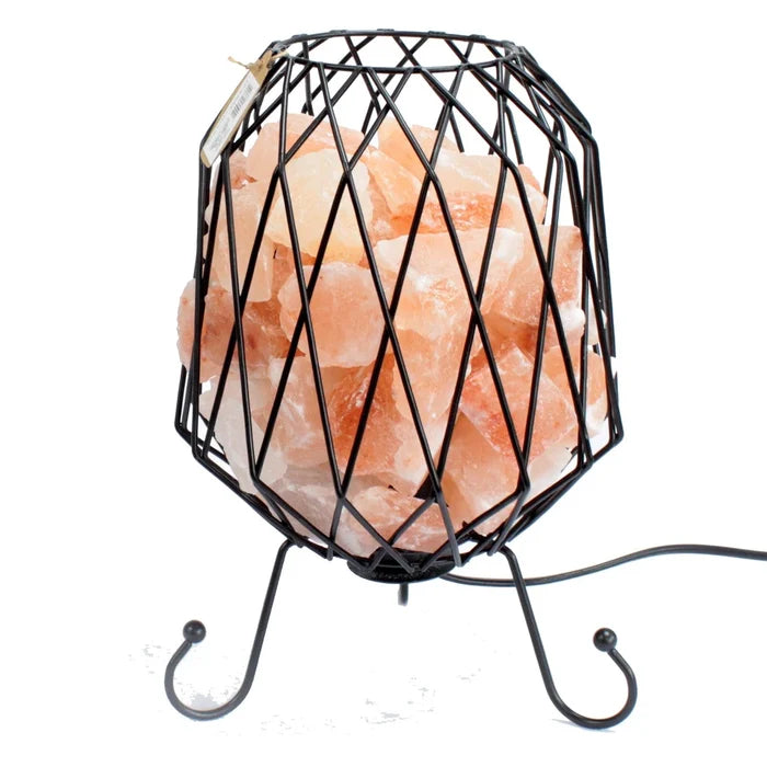 Earthstore® Mesh Salt Rock Brazier, PINK Salt Chunks, Cable & Bulb
