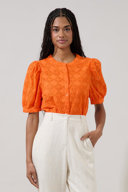 Moonflower Button Down Top Danzie Eyelet