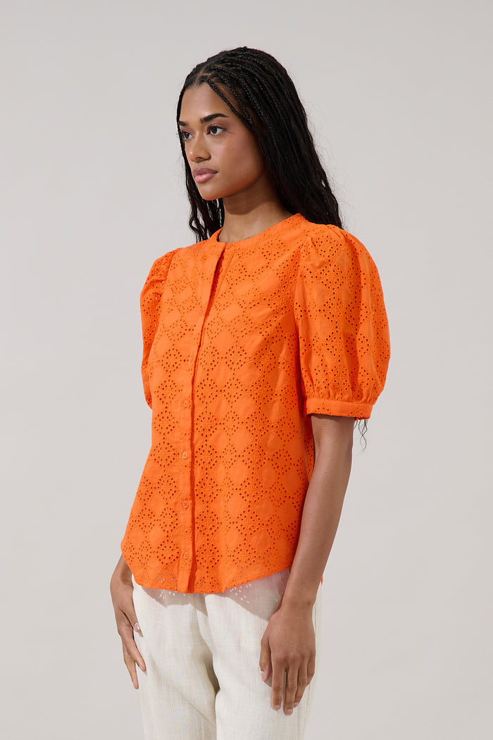 Moonflower Button Down Top Danzie Eyelet