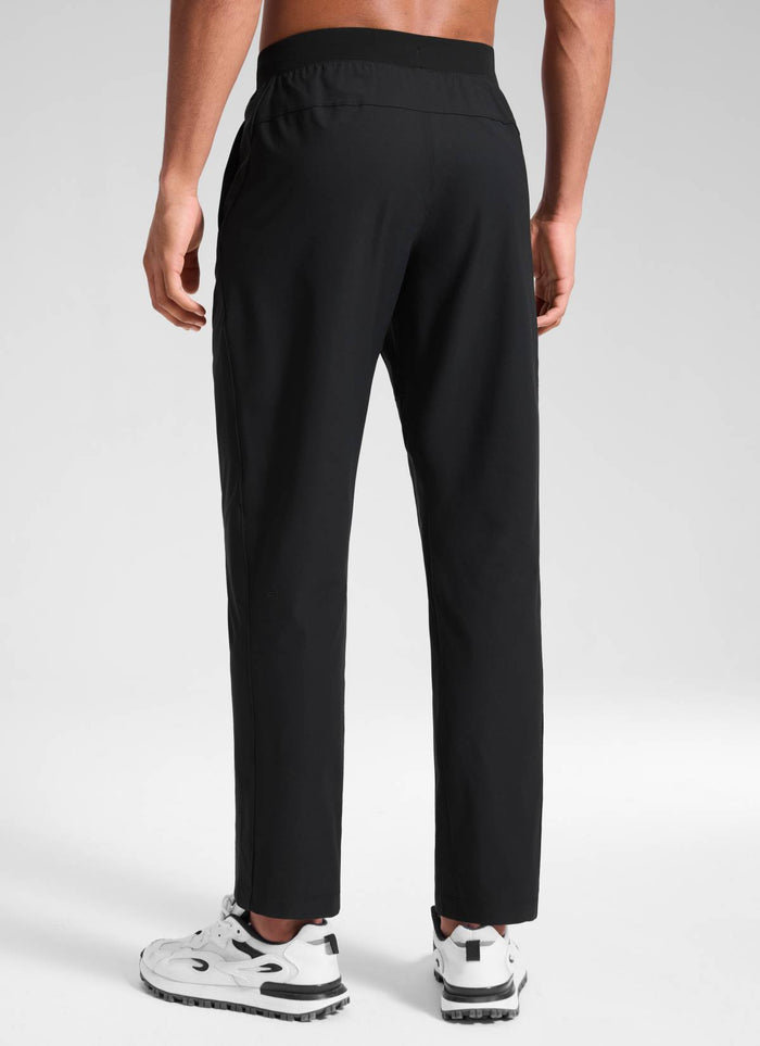 CRZ YOGA Mens Motion Workout Daily Mid Rise Drawstring Pocket Pant 30" Black
