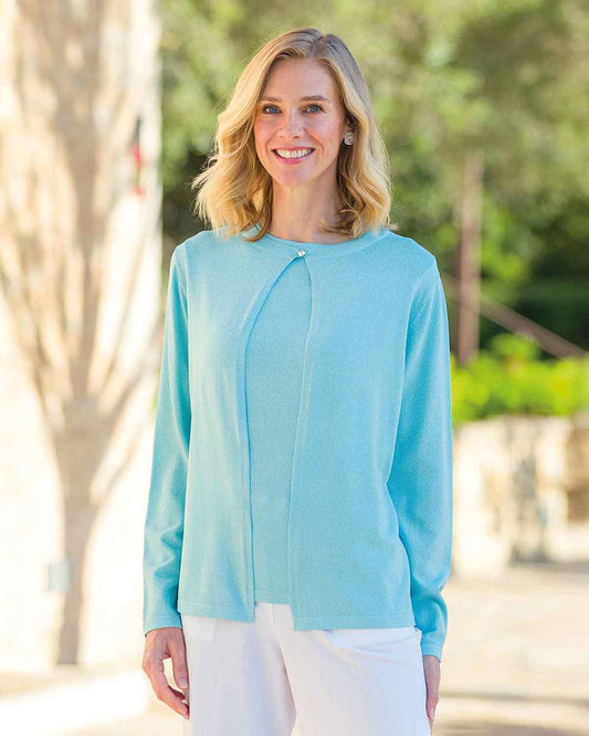 Naomi Aqua Short Cardigan - Country Collection