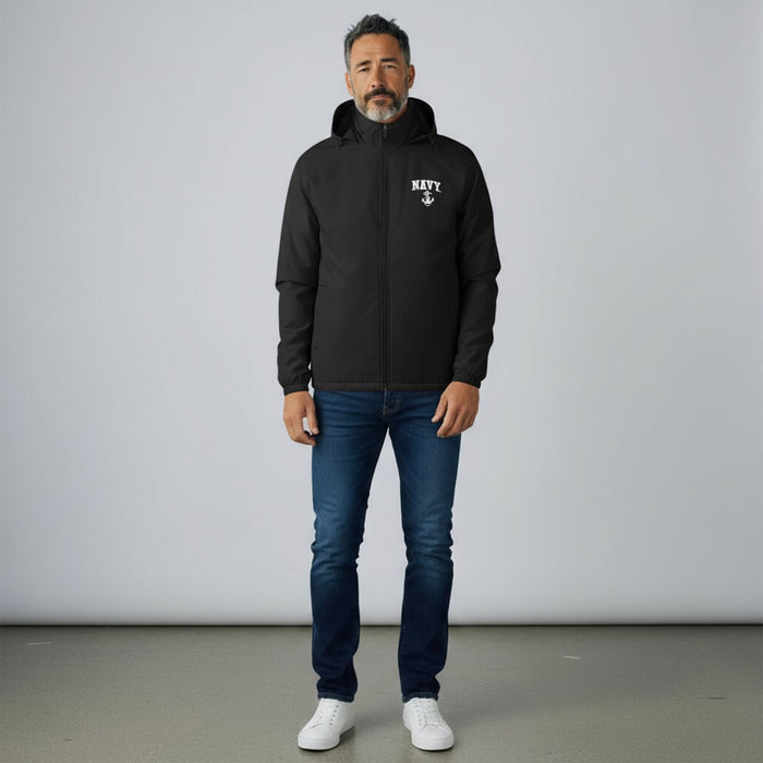 Navy Anchor Atmos Pro Fleece Lined Hooded Jacket (Black)