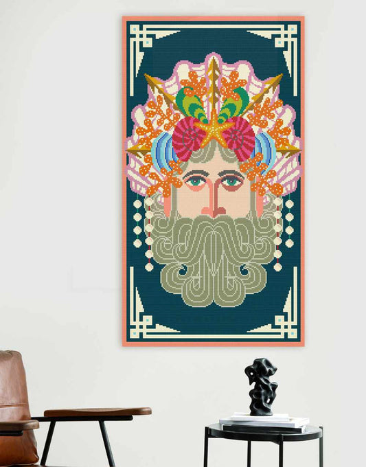 Neptune Giant Wall Hanging Counted Cross Stitch Kit, Emily Peacock