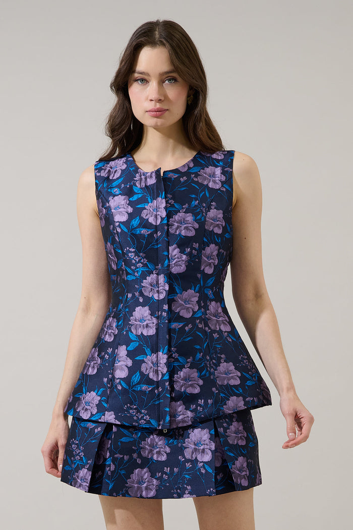 Nicole Jacquard Maize Sleeveless Top