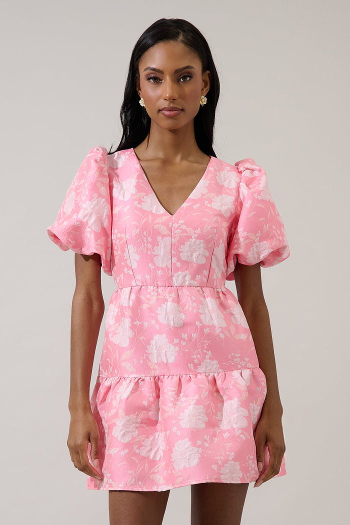 Nicole Jacquard May Tiered Mini Dress