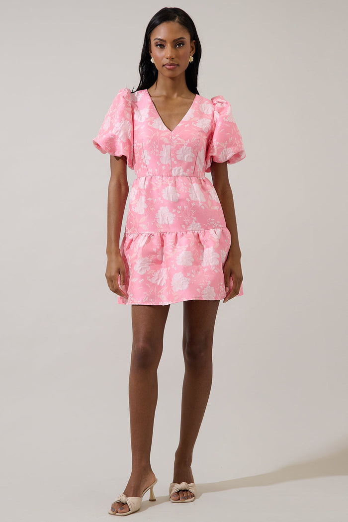Nicole Jacquard May Tiered Mini Dress