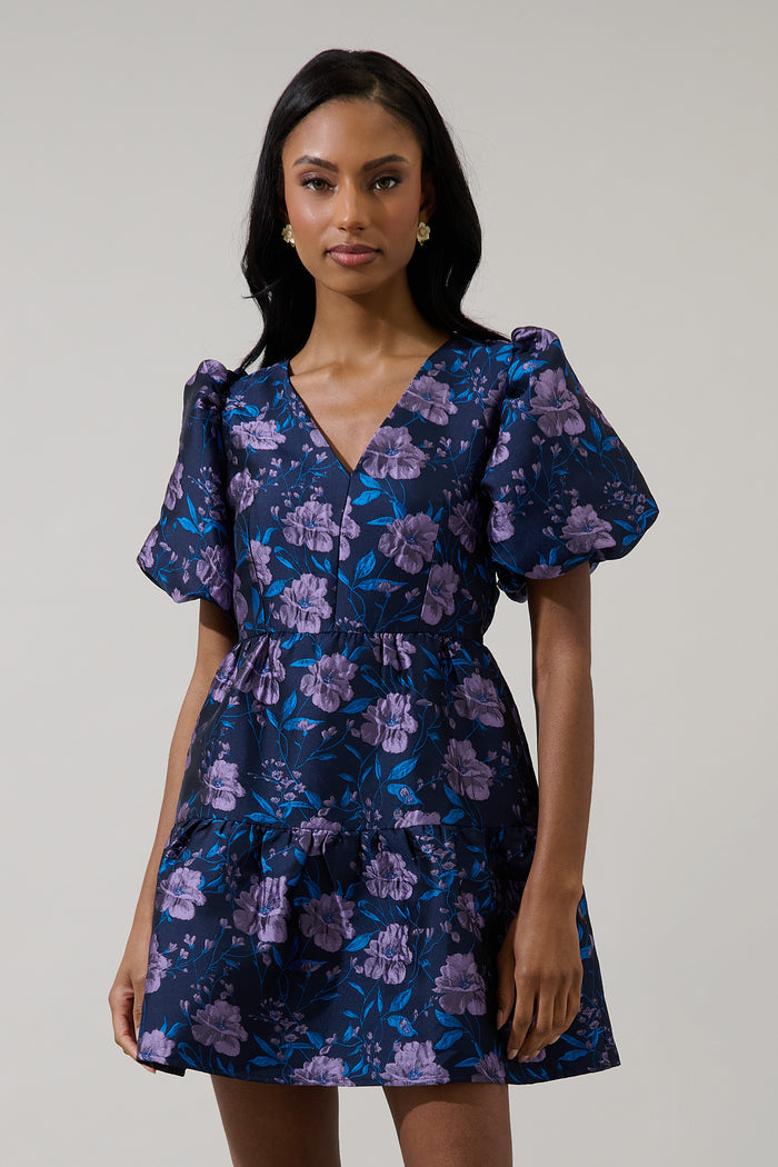 Nicole Jacquard May Tiered Mini Dress