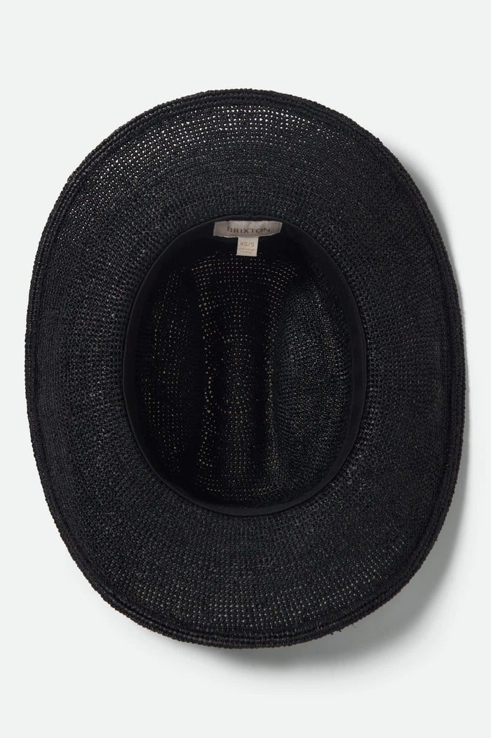 Women's Odessa Straw Packable Cowboy Hat in the color Black - Additional Laydown image