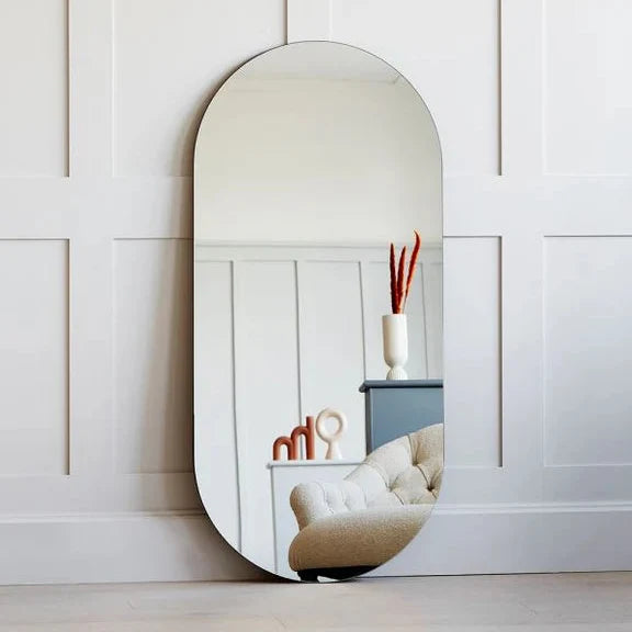 Olivia Pencil Edge Oval Plain Mirror 450×900×5mm