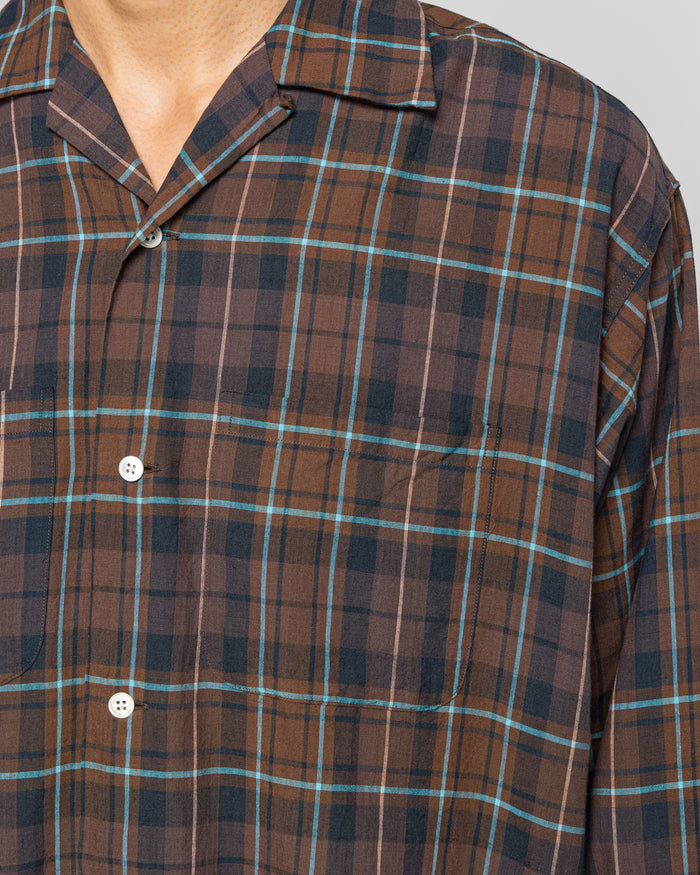 Open Collar Madras - Brown