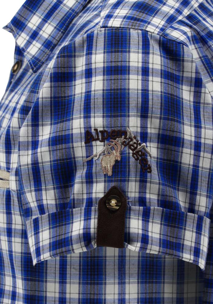 OS Trachten Men's 1/2 Sleeve Regular Fit Shirt "Bruce" blue