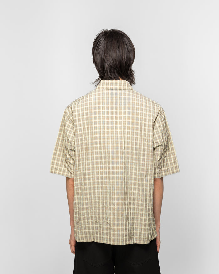 Oversized Snap Top Polo - Tan Plaid