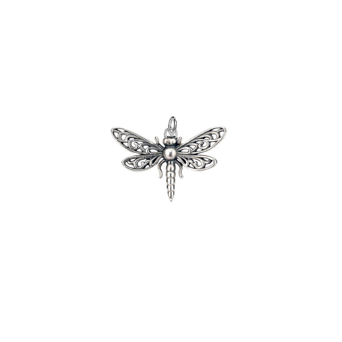 Oxidized Silver Dragonfly Charm
