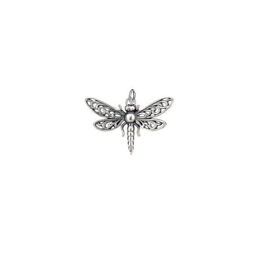 Oxidized Silver Dragonfly Charm