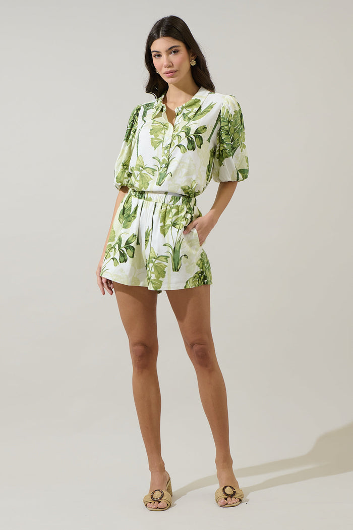 Palmet Tropical Jacine Collared Shirt