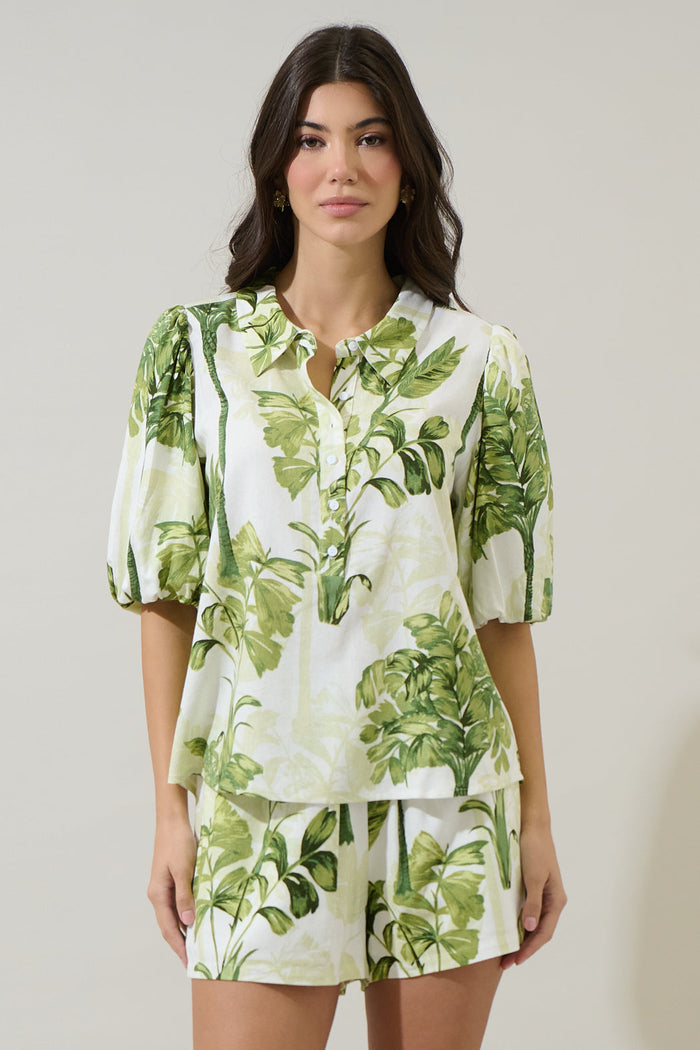 Palmet Tropical Jacine Collared Shirt