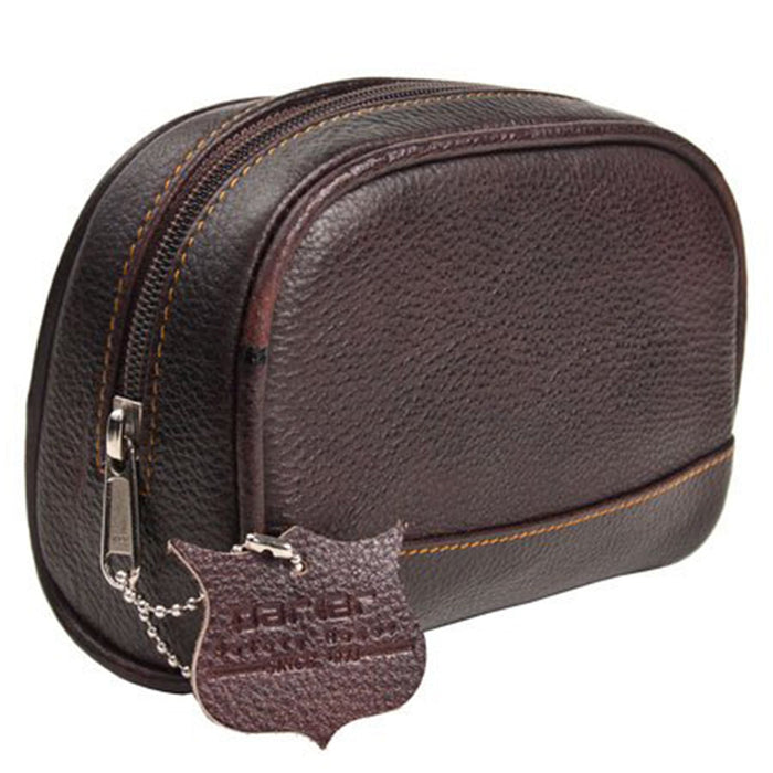 Parker Dark Brown Water Buffalo Leather Toiletry Bag Small