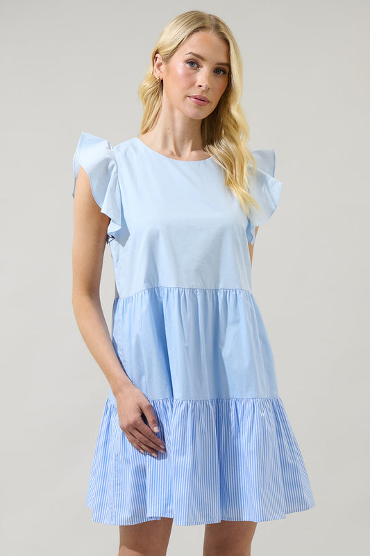 Perri Striped Mix Media Mini Dress