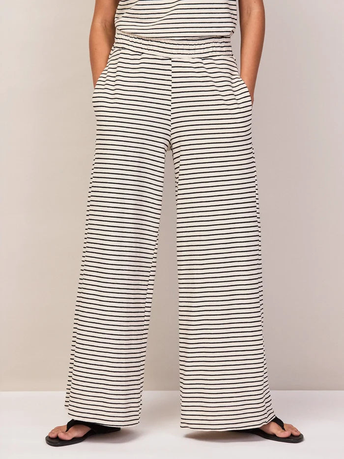 Black and White Stripe Cotton-Jersey Trousers