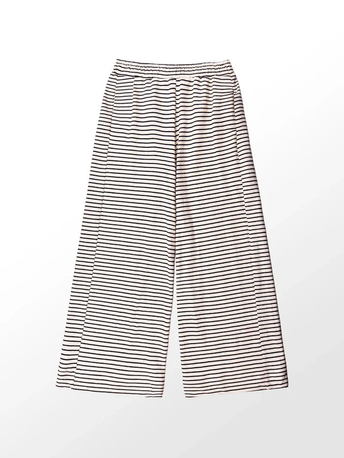 Petite Black and White Stripe Cotton-Jersey Trousers