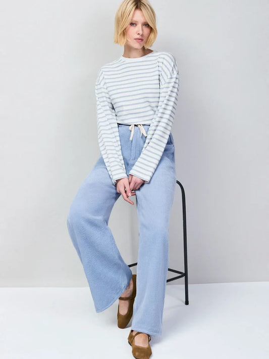 Petite Light Blue Cord Drawstring Waist Trousers