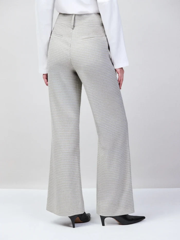 Petite Neutral Check Flare Trousers