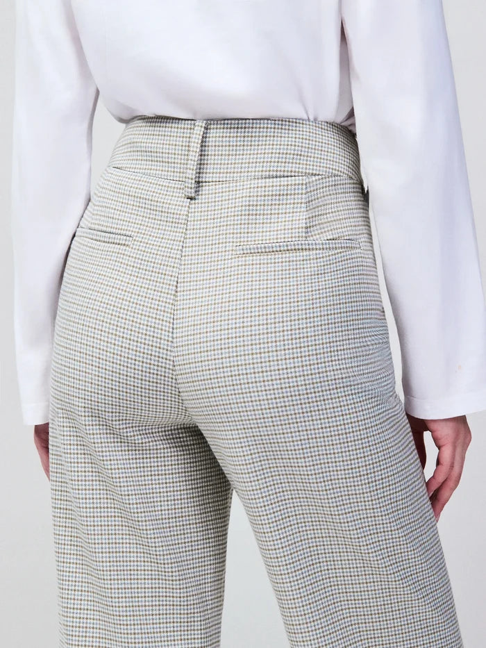 Petite Neutral Check Flare Trousers