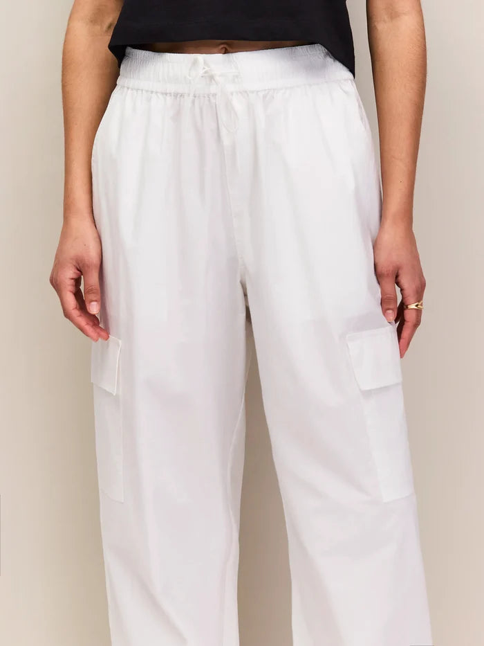 Petite White Cotton Drawstring Cuff Trousers