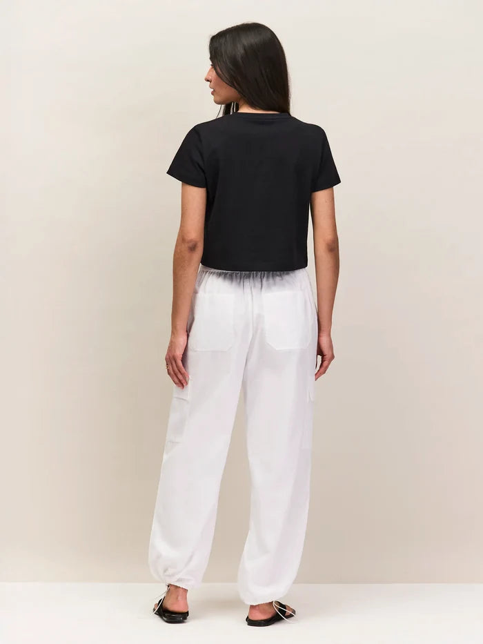 Petite White Cotton Drawstring Cuff Trousers