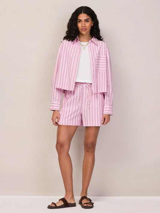 Pink Stripe Cotton Shorts