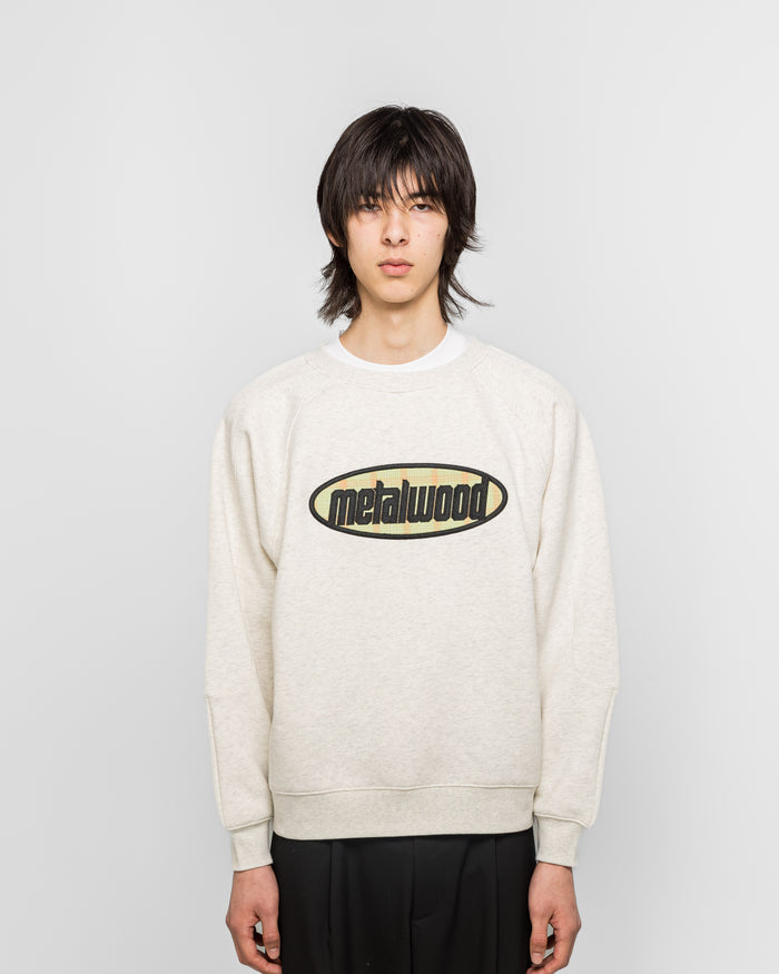 Plaid Oval Logo Raglan Crewneck Sweatshirt - Heather Grey