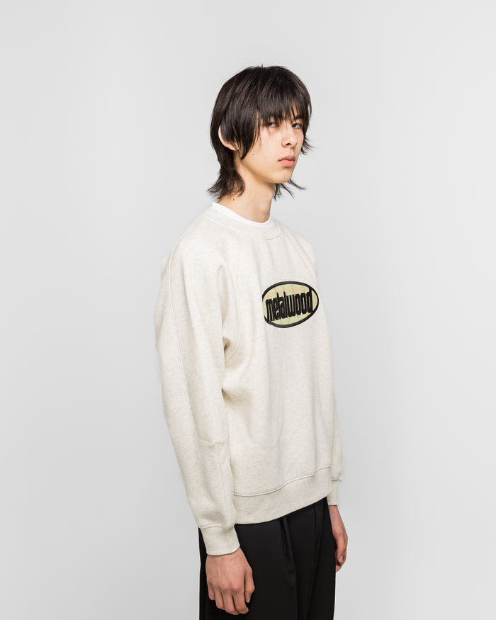 Plaid Oval Logo Raglan Crewneck Sweatshirt - Heather Grey