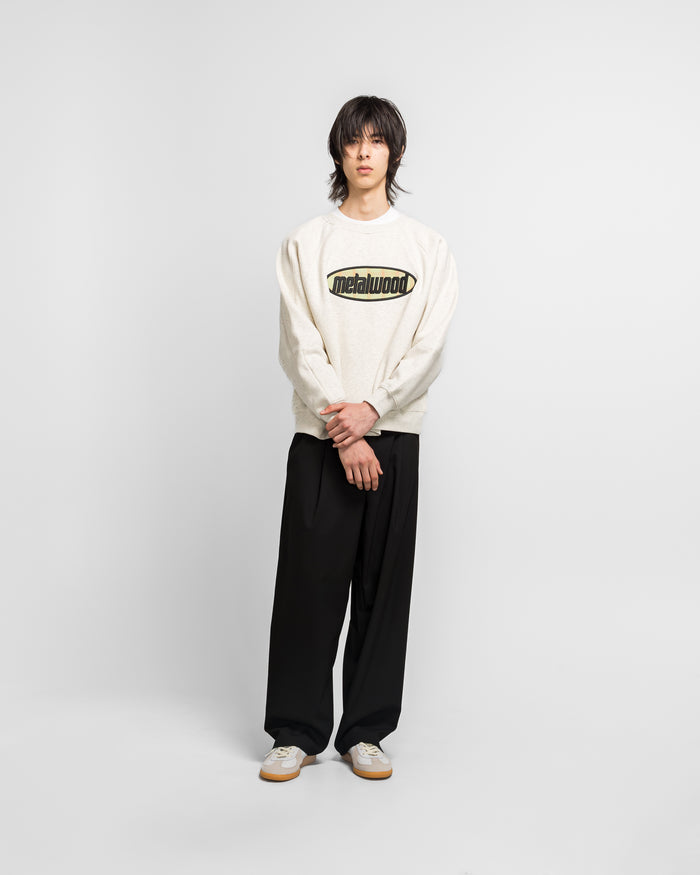 Plaid Oval Logo Raglan Crewneck Sweatshirt - Heather Grey