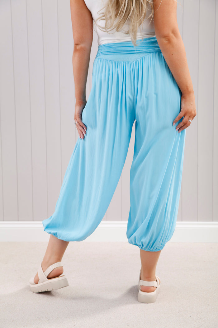Plain Harem Trousers Turquoise
