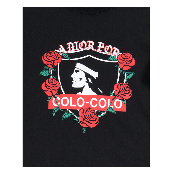 Polera Colo Colo Urbano Hombre Negro Rosas Amor Eterno