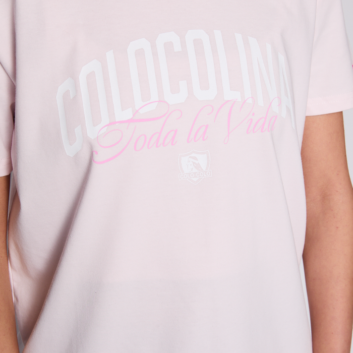 Polera Colo Colo Urbano Mujer Colocolina Toda La Vida Rosado
