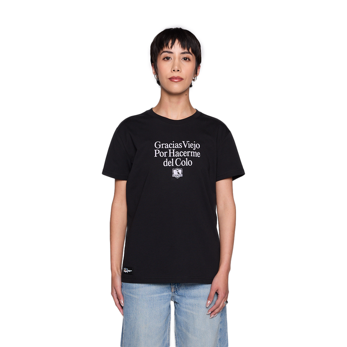 Polera Colo Colo Urbano Mujer Gracias Viejo Negro