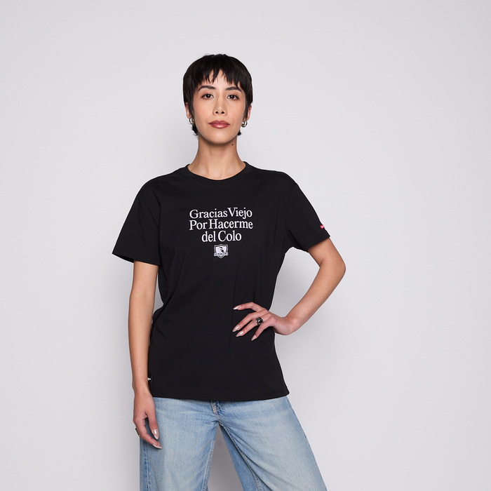 Polera Colo Colo Urbano Mujer Gracias Viejo Negro