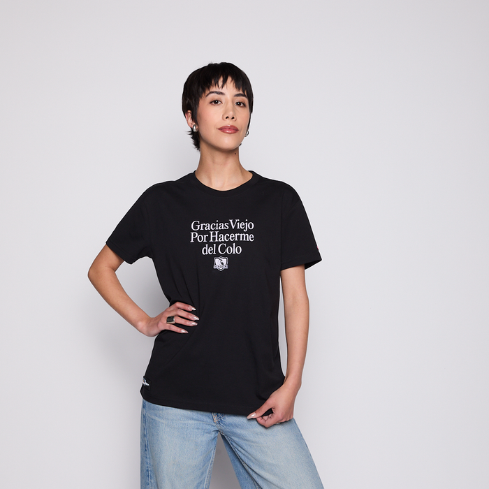 Polera Colo Colo Urbano Mujer Gracias Viejo Negro