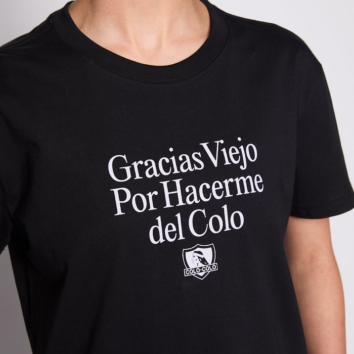 Polera Colo Colo Urbano Mujer Gracias Viejo Negro