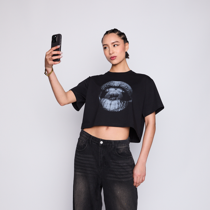 Polera Crop Whatup Women Bite Black
