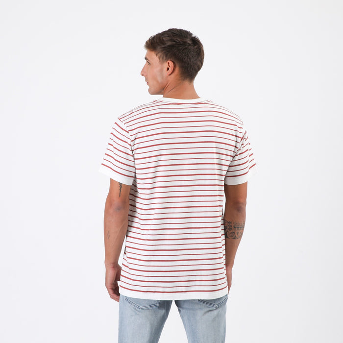 Polera Reef Men Stripe White Red