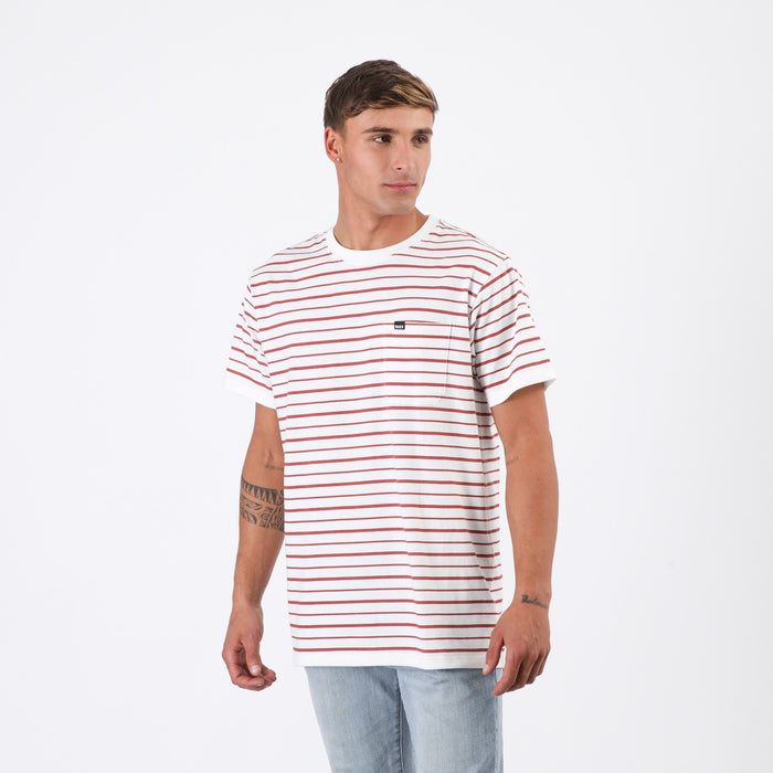 Polera Reef Men Stripe White Red