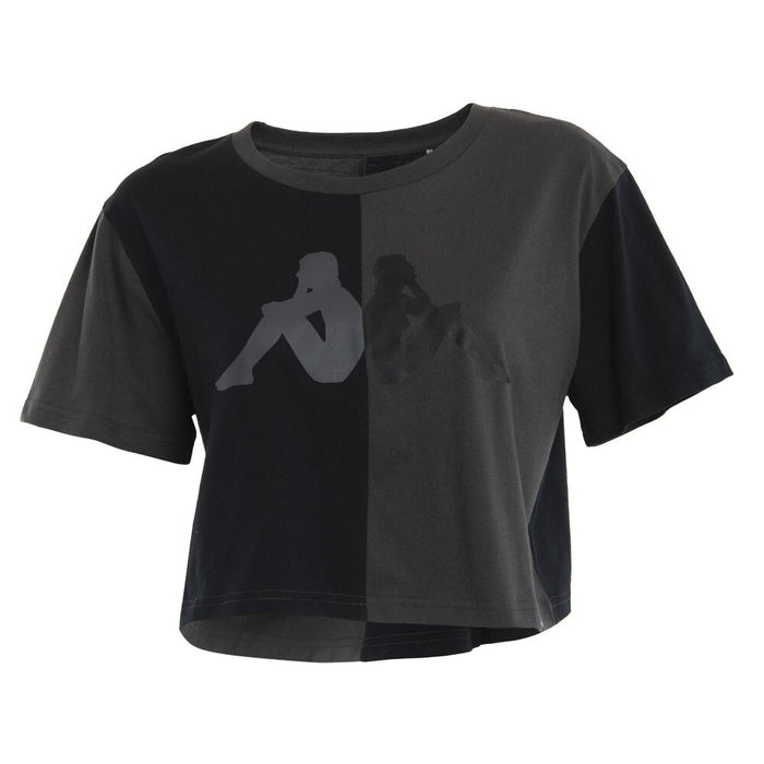 Polera Women Crop Top Spliit Black And Gray