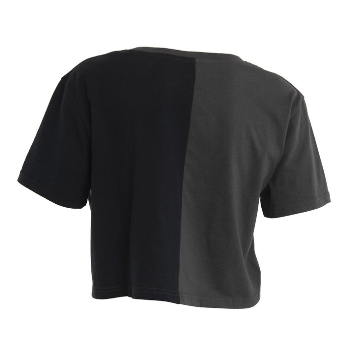 Polera Women Crop Top Spliit Black And Gray