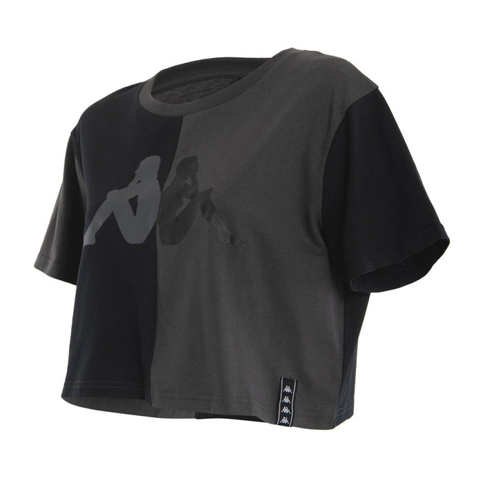 Polera Women Crop Top Spliit Black And Gray