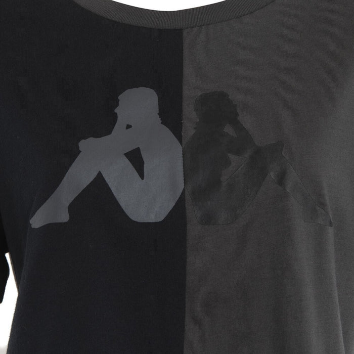 Polera Women Crop Top Spliit Black And Gray